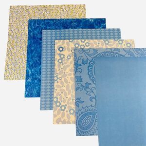 Blue Scrapbook Paper 12" x 12" 6 Different Designs of Decorative Paper